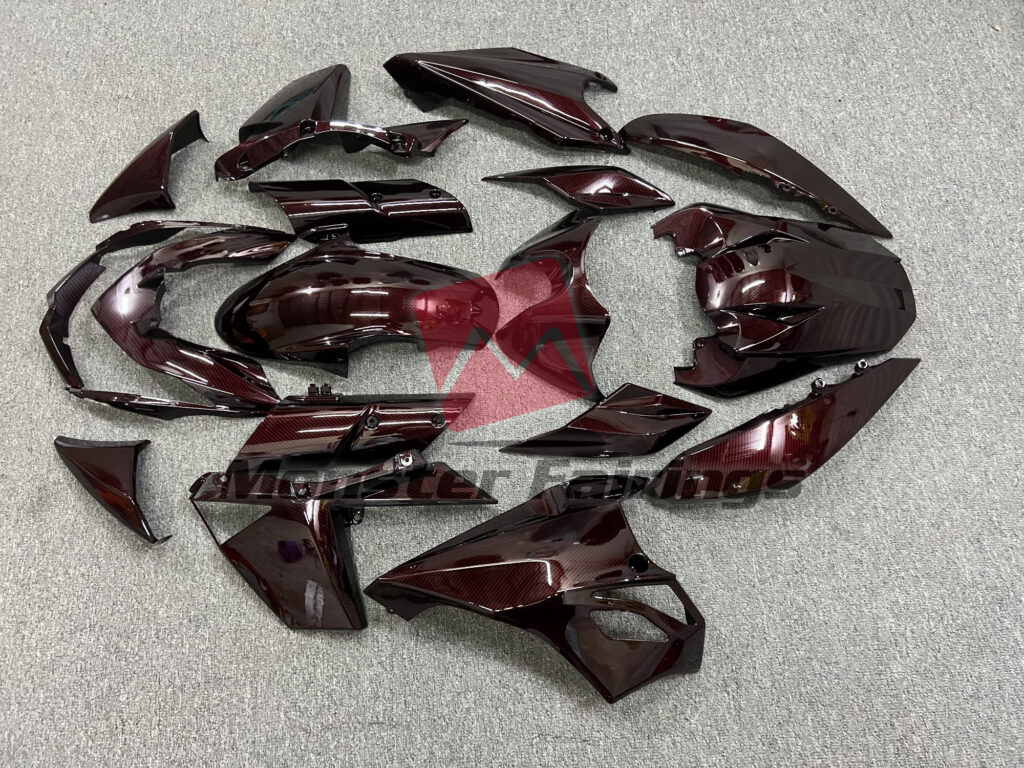 2010 - 2013 Kawasaki Z1000 Gloss Red Carbon Fiber Style fairing set - ABS injection, custom painted by Monster Fairings