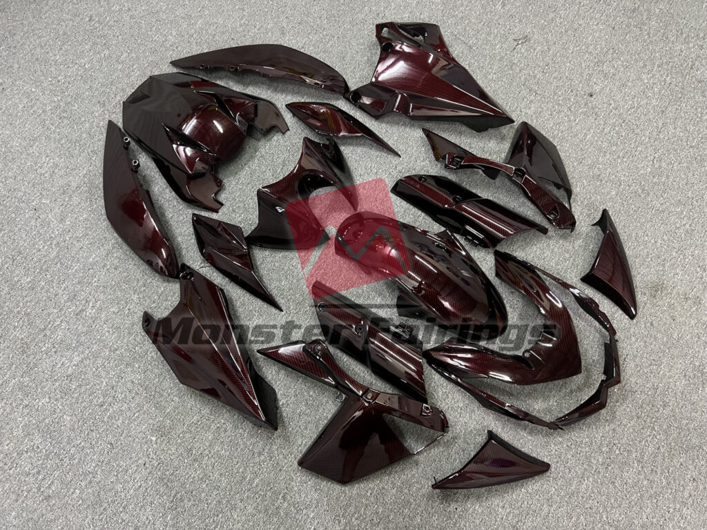 Kawasaki Z1000 custom ABS fairings 2010 - 2013 in Gloss Red Carbon Fiber Style - durable replacement kit, Monster Fairings