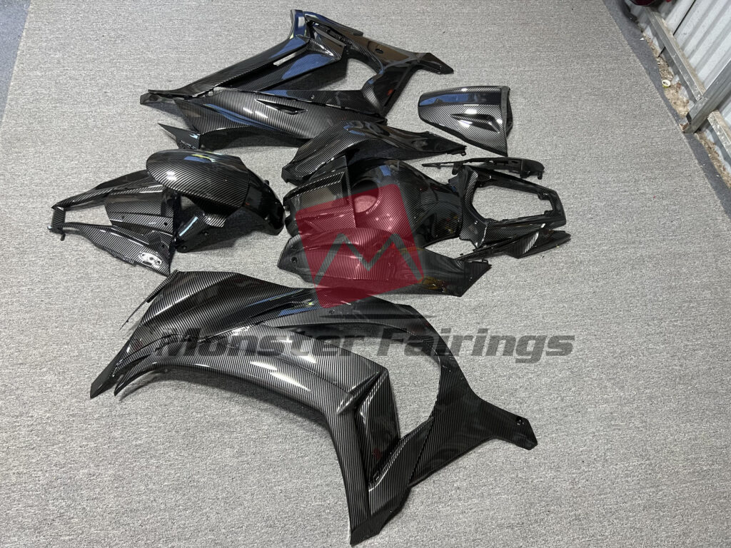2011 - 2015 Kawasaki ZX10R Carbon Fiber Style fairing set - ABS injection, custom painted by Monster Fairings