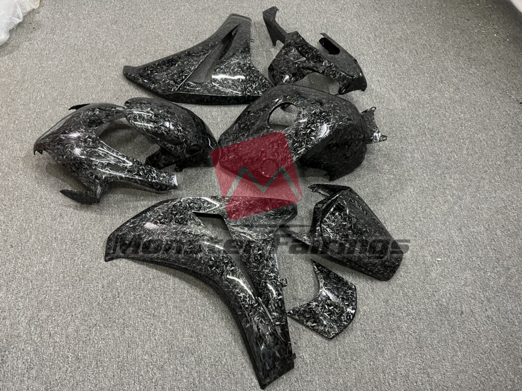 2008 - 2011 Honda CBR1000RR Gloss Forged Carbon Fiber Style fairing set - ABS injection, custom painted by Monster Fairings