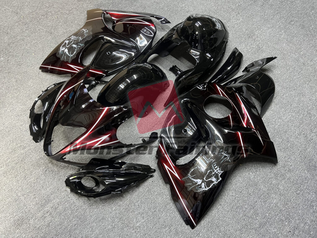 Red Lighting Skull ABS fairings for Suzuki GSXR 1300 2008 - 2020 - premium OEM fit kit by Monster Fairings