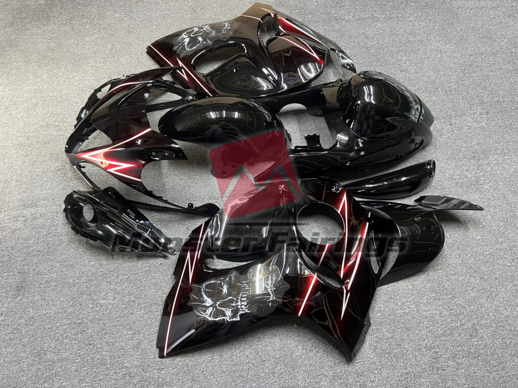 2008 - 2020 Suzuki GSXR 1300 Red Lighting Skull fairing set - ABS injection, custom painted by Monster Fairings