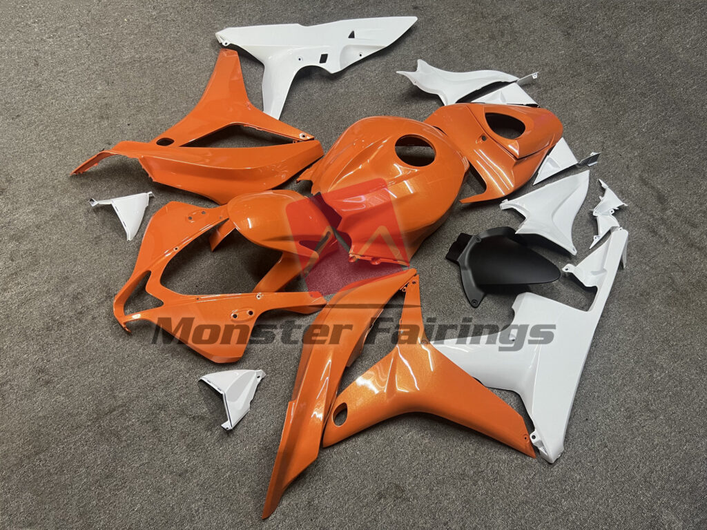 Pearl Orange Gloss White ABS fairings for Honda CBR600RR 2007 - 2008 - premium OEM fit kit by Monster Fairings