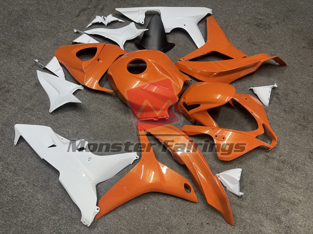 Honda CBR600RR custom ABS fairings 2007 - 2008 in Pearl Orange Gloss White - durable replacement kit, Monster Fairings
