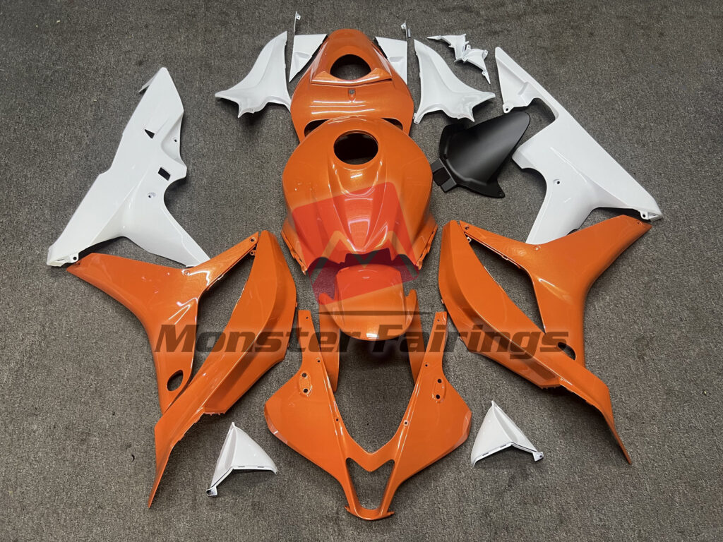 Honda CBR600RR 2007 - 2008 Pearl Orange Gloss White ABS fairings - custom motorcycle bodywork kit by Monster Fairings