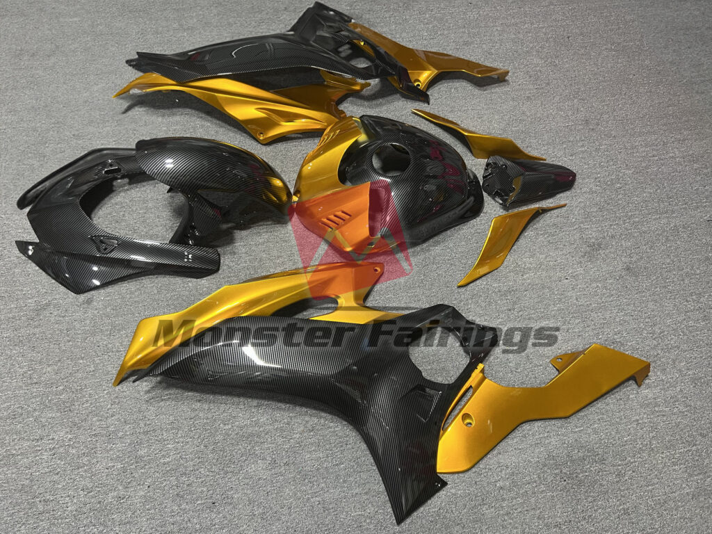 2017 - 2022 Yamaha R6 Carbon Fiber Style with Gold fairing set - ABS injection, custom painted by Monster Fairings