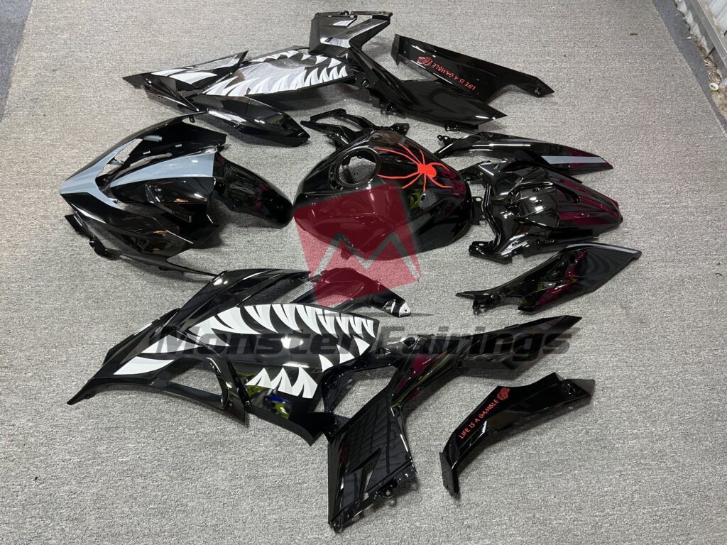 2018 - 2024 Kawasaki Ninja 400 Black Venom fairing set - ABS injection, custom painted by Monster Fairings