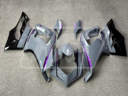 (IN STOCK) Ducati Panigale V2 2020-2024 Gloss Nardo Gray & Black with Purple ABS Fairings | Monster Fairings
