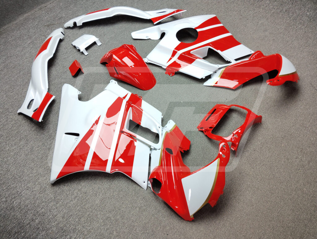 Honda CBR600 F2 custom ABS fairings 1991 - 1994 in Gloss Red & and White with Gold - durable replacement kit, Monster Fairings