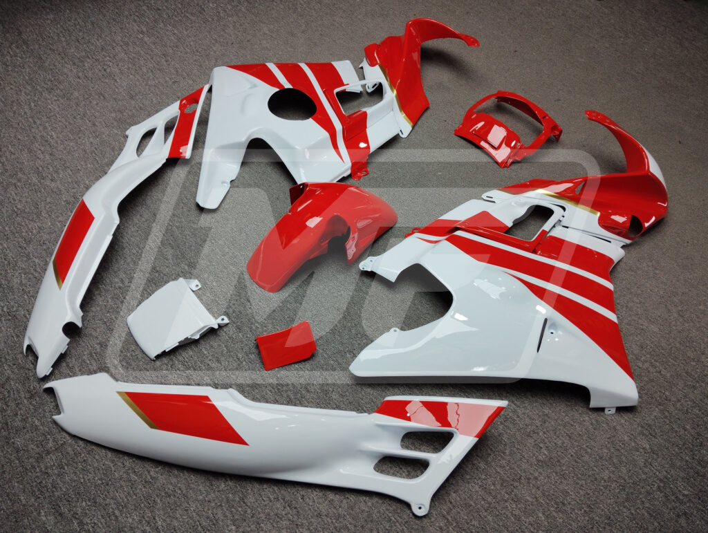 1991 - 1994 Honda CBR600 F2 Gloss Red & and White with Gold fairing set - ABS injection, custom painted by Monster Fairings
