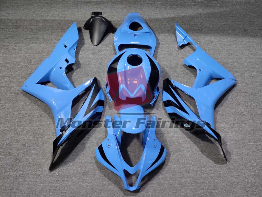 Honda CBR600RR 2007 - 2008 Gloss Light Blue Black ABS fairings - custom motorcycle bodywork kit by Monster Fairings