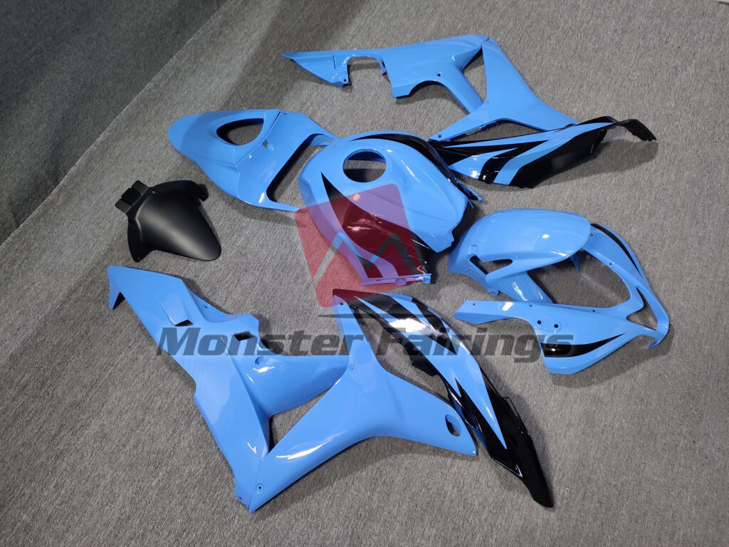 Honda CBR600RR custom ABS fairings 2007 - 2008 in Gloss Light Blue Black - durable replacement kit, Monster Fairings