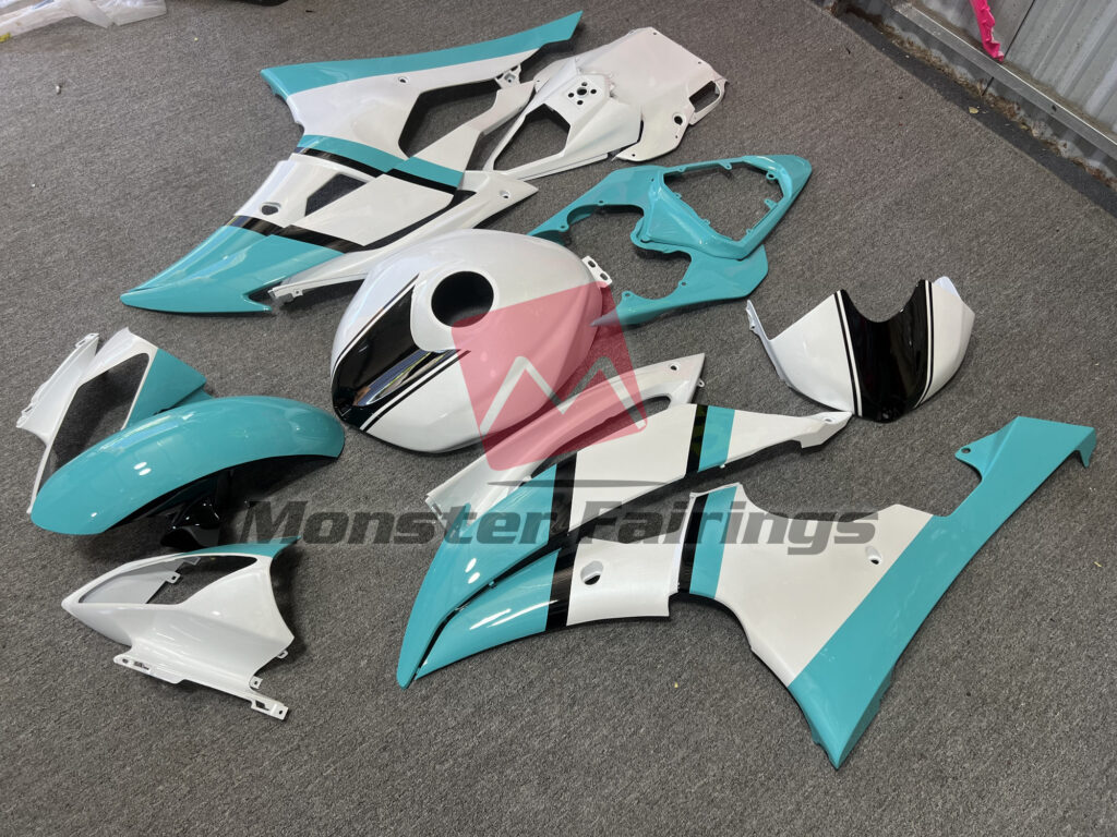 Gloss White Sky Blue ABS fairings for Yamaha R6 2008 - 2016 - premium OEM fit kit by Monster Fairings