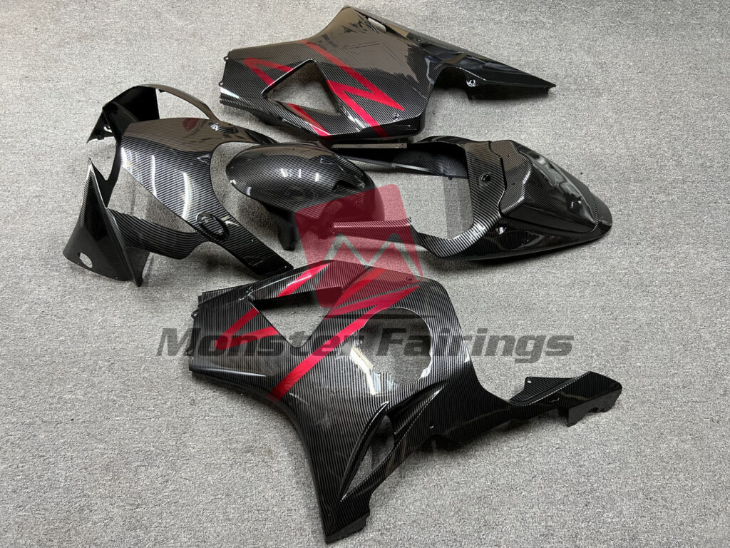 2002 - 2003 Honda CBR954RR Carbon Fiber Style with Electric Red fairing set - ABS injection, custom painted by Monster Fairings