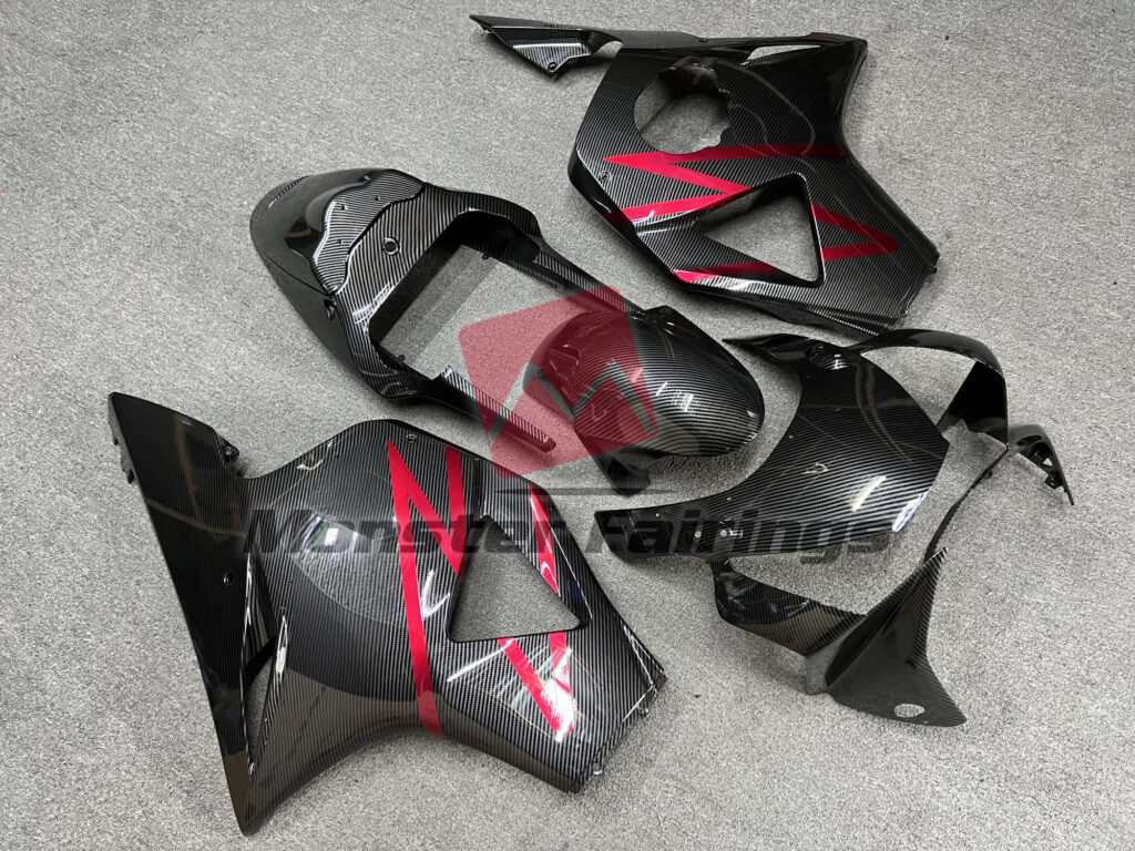 Honda CBR954RR custom ABS fairings 2002 - 2003 in Carbon Fiber Style with Electric Red - durable replacement kit, Monster Fairings
