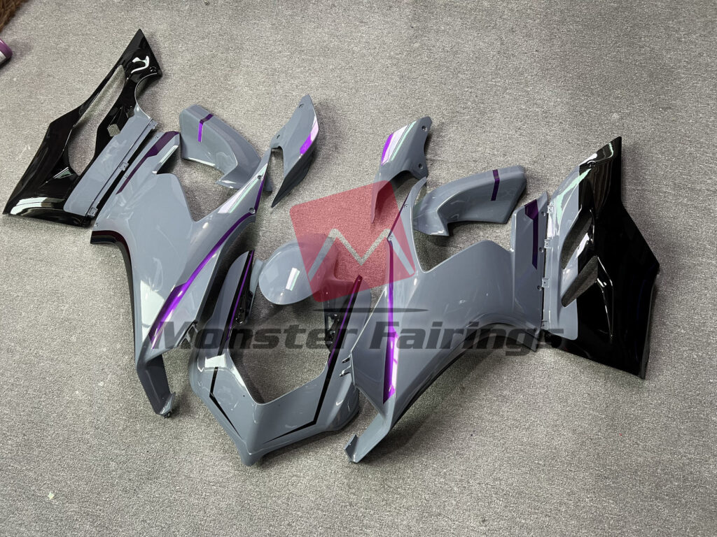 Nardo Gray with Purple Trim ABS fairings for Ducati Panigale V2 2020 - 2024 - premium OEM fit kit by Monster Fairings