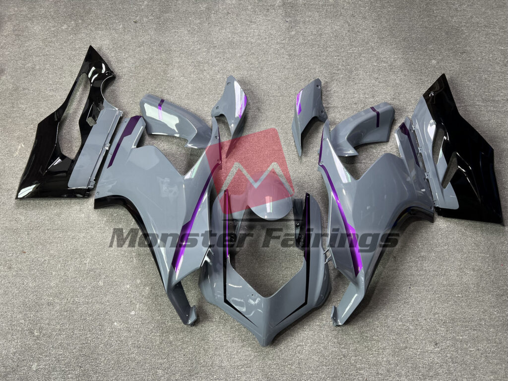 Ducati Panigale V2 2020 - 2024 Nardo Gray with Purple Trim ABS fairings - custom motorcycle bodywork kit by Monster Fairings