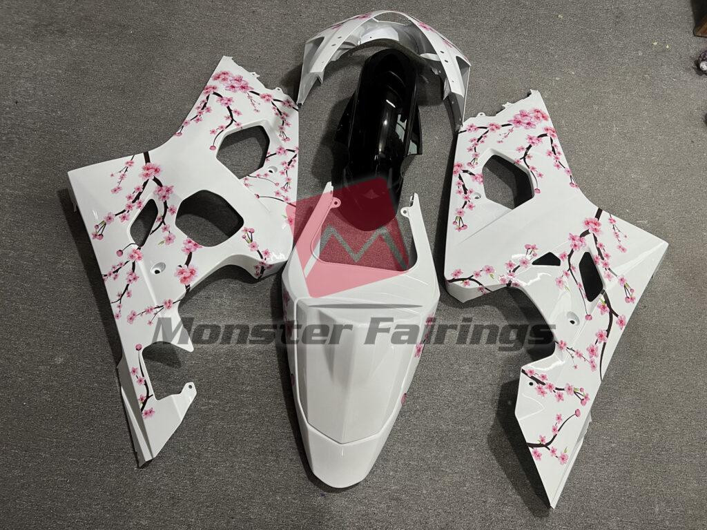 2004 - 2005 Suzuki GSXR 600 - 750 Gloss White Cherry Blossom fairing set - ABS injection, custom painted by Monster Fairings