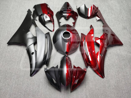 Yamaha R6 2008-2016 Matte Black & Gloss Candy Red Split ABS Fairings | Monster Fairings