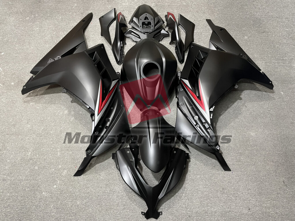 Kawasaki Ninja 300 2013 - 2022 Matte Black Red ABS fairings - custom motorcycle bodywork kit by Monster Fairings
