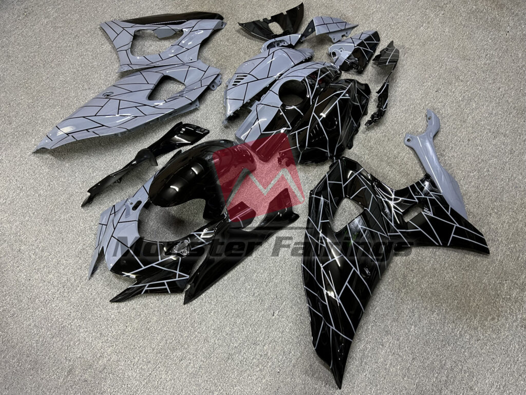 Yamaha R7 custom ABS fairings 2021 - 2025 in Gloss Nardo Gray & and Black Split - durable replacement kit, Monster Fairings