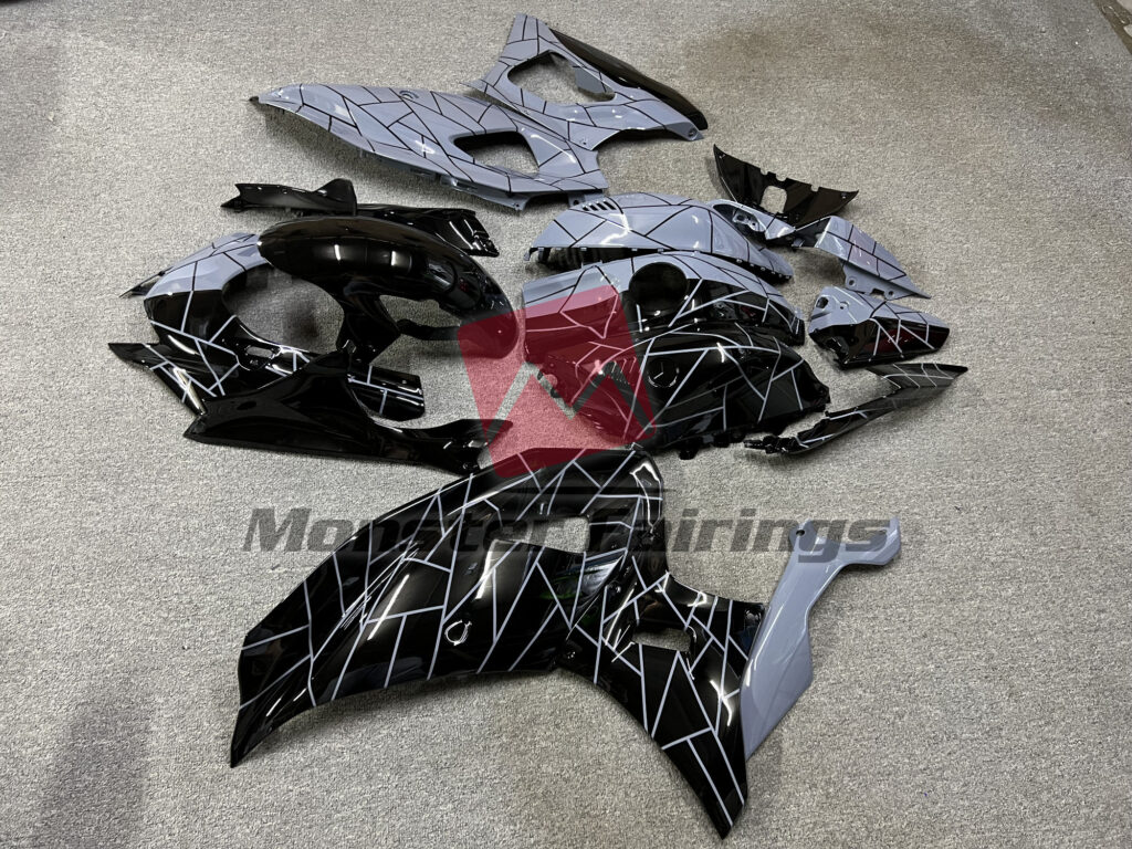 2021 - 2025 Yamaha R7 Gloss Nardo Gray & and Black Split fairing set - ABS injection, custom painted by Monster Fairings