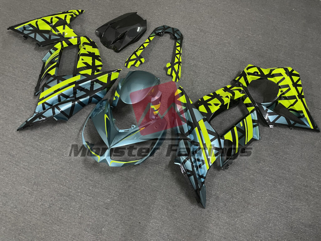 Carbon Fiber Style with Blue and High Vis Yellow Accents ABS fairings for Kawasaki Z1000SX 2010 - 2015 - premium OEM fit kit by Monster Fairings