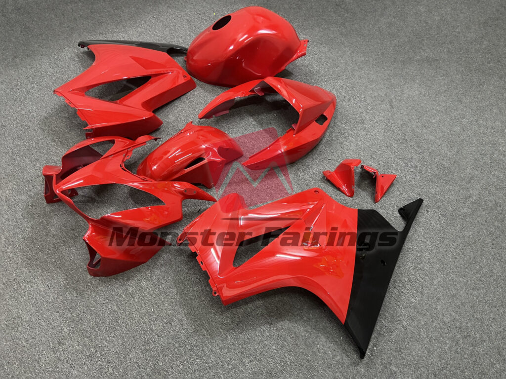 2002 - 2012 Honda VFR800 Gloss Red and Black fairing set - ABS injection, custom painted by Monster Fairings