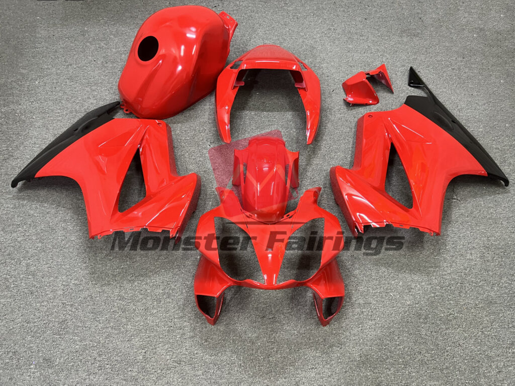 Honda VFR800 2002 - 2012 Gloss Red and Black ABS fairings - custom motorcycle bodywork kit by Monster Fairings