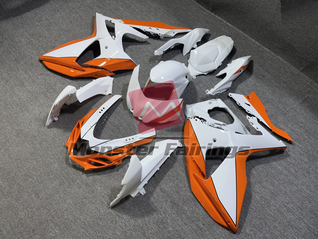 Gloss White Orange ABS fairings for Suzuki GSXR 1000 2009 - 2016 - premium OEM fit kit by Monster Fairings