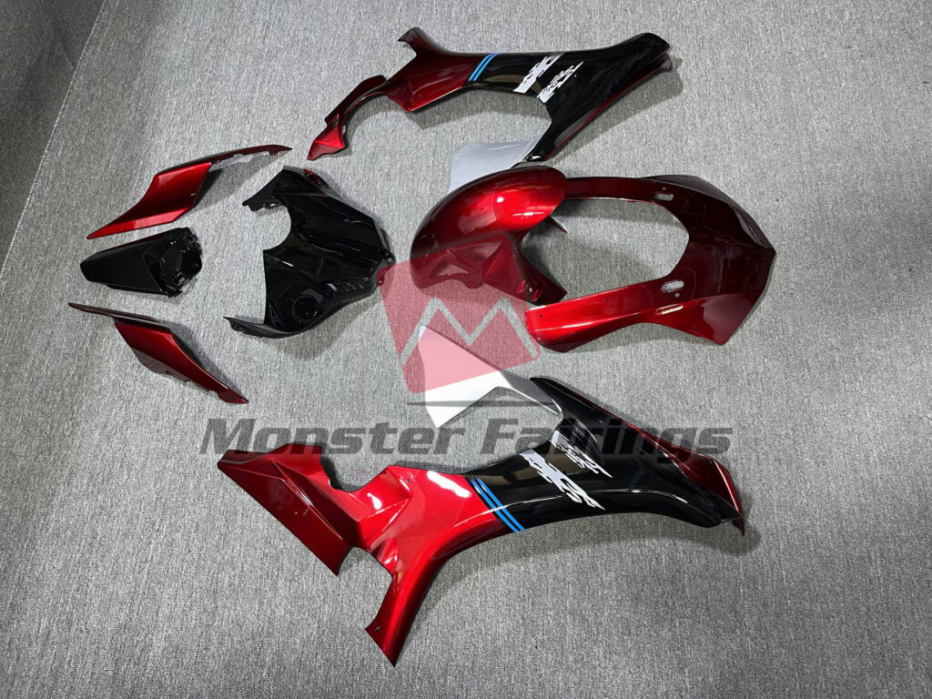 2015 - 2019 Yamaha R1 Red Black fairing set - ABS injection, custom painted by Monster Fairings