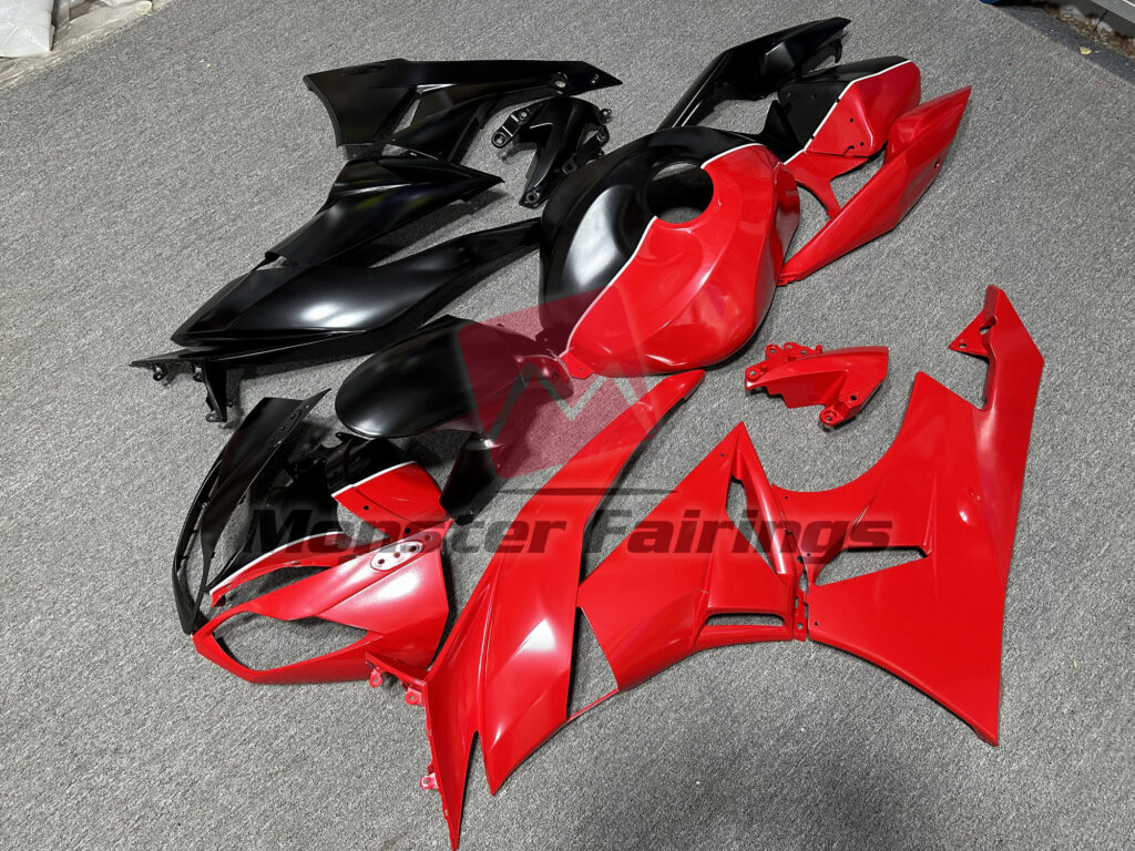 Matte Black & Red Split ABS fairings for Kawasaki ZX6R 2009 - 2012 - premium OEM fit kit by Monster Fairings