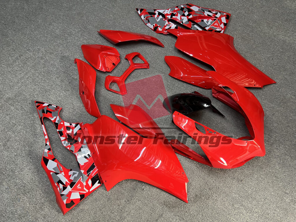 Gloss Red with Camo ABS fairings for Ducati Panigale 899 2012 - 2015 - premium OEM fit kit by Monster Fairings