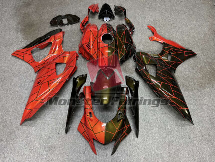 Yamaha R7 2021 - 2025 Red and Black Split Pattern ABS fairings - custom motorcycle bodywork kit by Monster Fairings