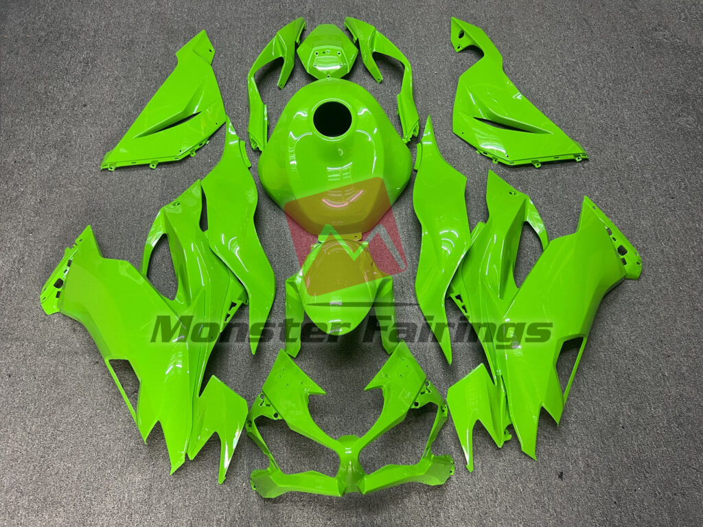 Kawasaki ZX6R 2019 - 2023 Bright Lime Green ABS fairings - custom motorcycle bodywork kit by Monster Fairings