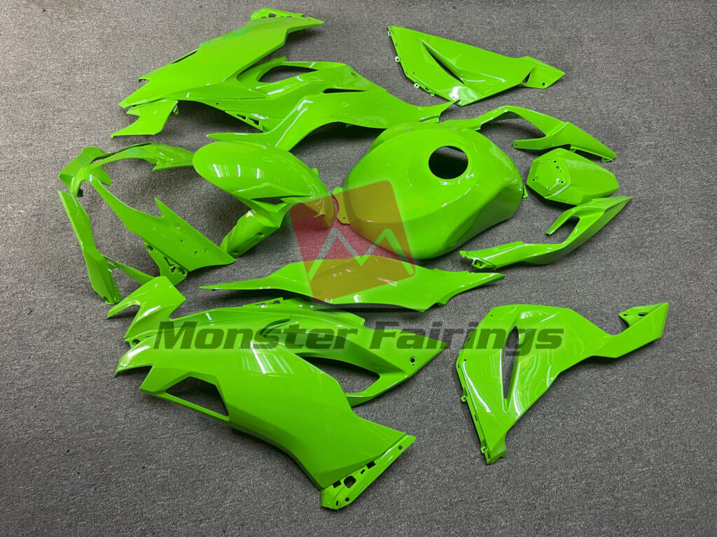 2019 - 2023 Kawasaki ZX6R Bright Lime Green fairing set - ABS injection, custom painted by Monster Fairings