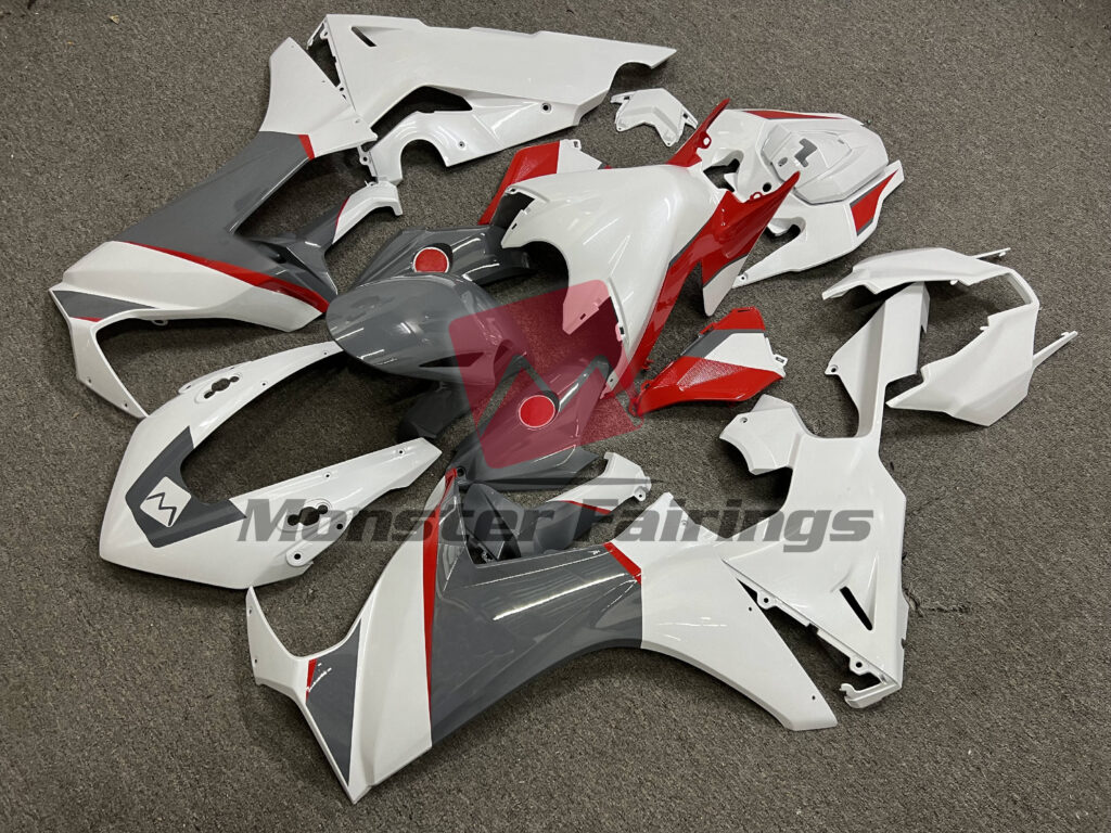 Pearl White with Nardo Gray & and Red ABS fairings for Honda CBR1000RR 2017 - 2025 - premium OEM fit kit by Monster Fairings