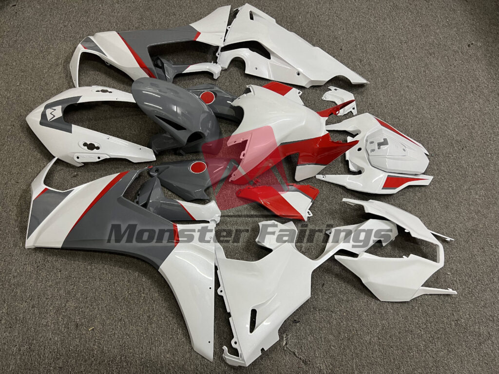 2017 - 2025 Honda CBR1000RR Pearl White with Nardo Gray & and Red fairing set - ABS injection, custom painted by Monster Fairings