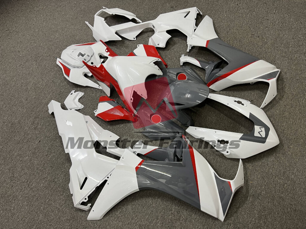 Honda CBR1000RR custom ABS fairings 2017 - 2025 in Pearl White with Nardo Gray & and Red - durable replacement kit, Monster Fairings