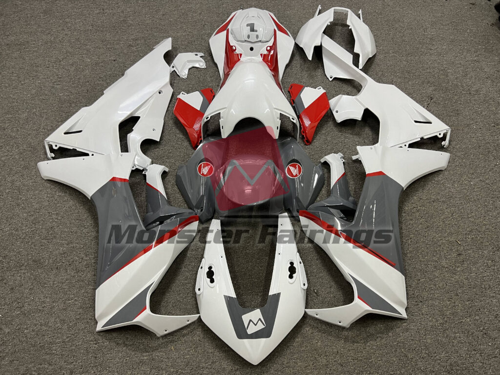 Honda CBR1000RR 2017 - 2025 Pearl White with Nardo Gray & and Red ABS fairings - custom motorcycle bodywork kit by Monster Fairings
