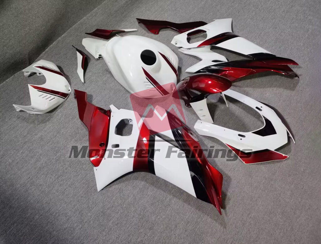 Gloss White Candy Red ABS fairings for Yamaha R6 2017 - 2022 - premium OEM fit kit by Monster Fairings