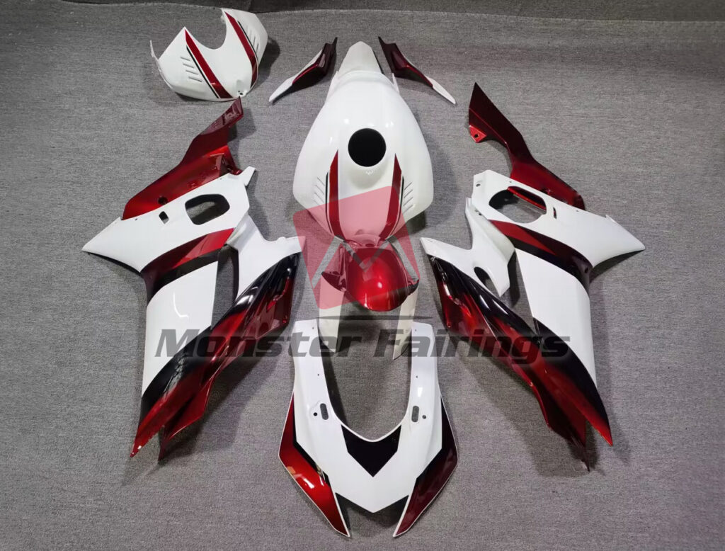 Yamaha R6 2017 - 2022 Gloss White Candy Red ABS fairings - custom motorcycle bodywork kit by Monster Fairings