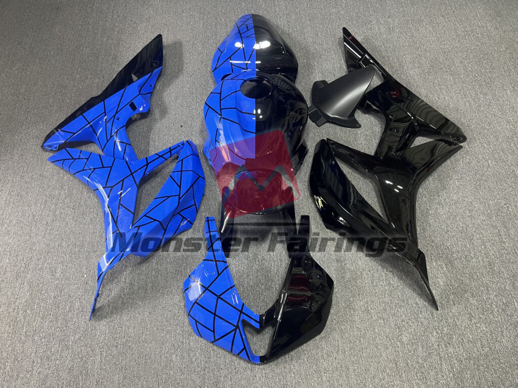 Honda CBR600RR 2007 - 2008 Gloss Blue & Black Pattern Split ABS fairings - custom motorcycle bodywork kit by Monster Fairings