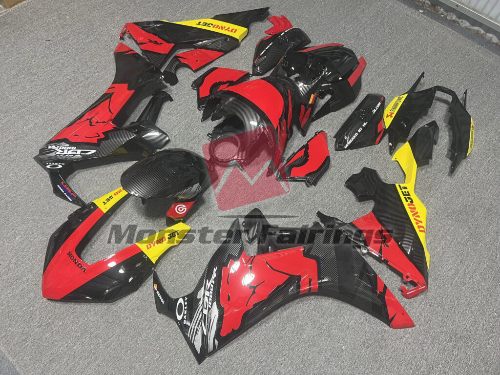 Honda CBR1000RR custom ABS fairings 2017 - 2025 in Red Wolf Carbon - durable replacement kit, Monster Fairings