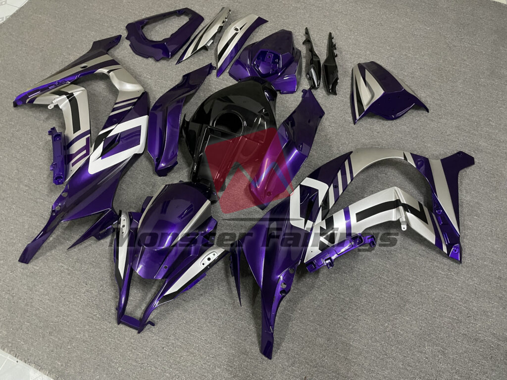 Kawasaki ZX10R custom ABS fairings 2011 - 2015 in Gloss Deep Purple & Gray with Black - durable replacement kit, Monster Fairings