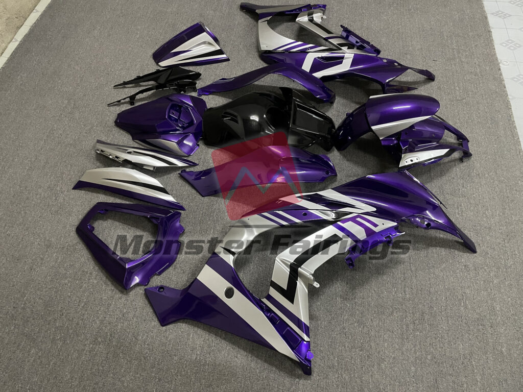 2011 - 2015 Kawasaki ZX10R Gloss Deep Purple & Gray with Black fairing set - ABS injection, custom painted by Monster Fairings