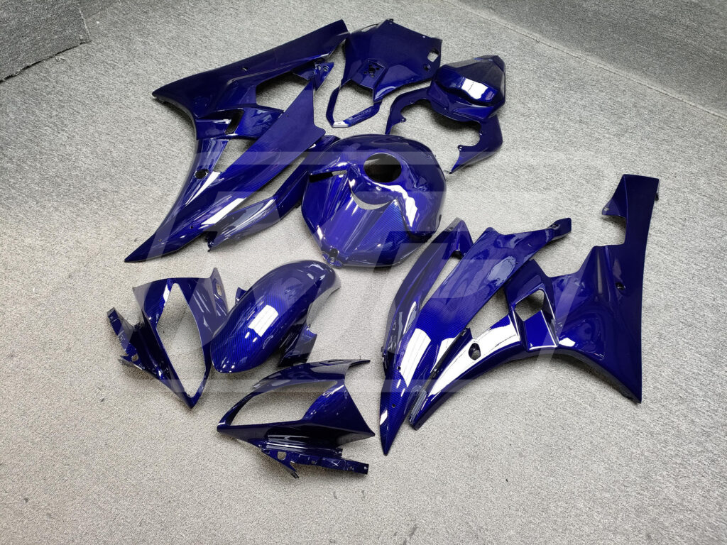 Monster Fairings ABS fairing kit for Yamaha R6 2006 - 2007 - Gloss Blue Carbon Fiber Style, precise OEM fit