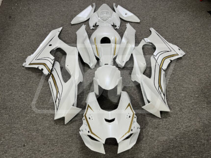 Kawasaki ZX10R 2021-2025 Pearl White with Gold ABS Fairings | Monster Fairings