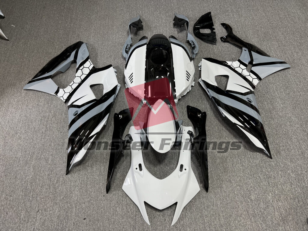 Yamaha R7 2021 - 2025 Gloss White Gray Black ABS fairings - custom motorcycle bodywork kit by Monster Fairings