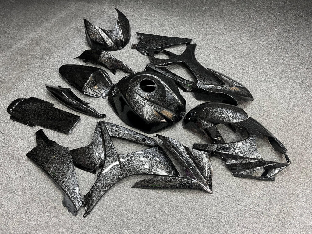Gloss Forged Carbon Fiber Style ABS fairings for Suzuki GSXR 1000 2007 - 2008 - premium OEM fit kit by Monster Fairings